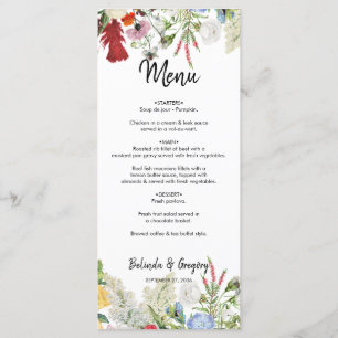 Blumengarten Blume Hochzeit Menükarte