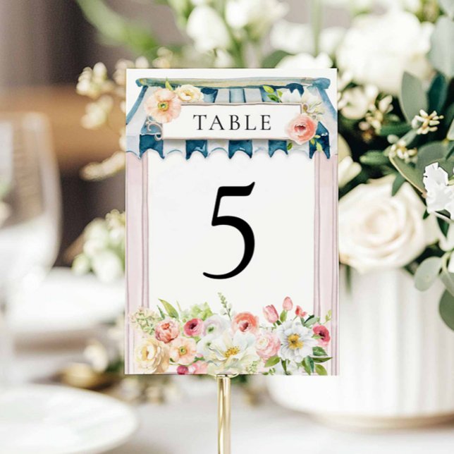 Blumengarten Brautparty Tischnummer (Elegant Garden Bridal Shower Table Number Card)