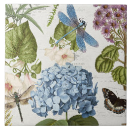 Blumengarten der Botanischen Libelle Vintag 4 Fliese