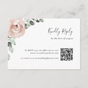 Blumengarten Dusty Rose QR Code Wedding RSVP Karte