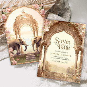 Blumengarten Elefanten Indischer Palast Hochzeit Save The Date
