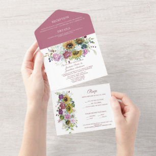 Blumengarten Florals Sonnenblumen Peonies Hochzeit All In One Einladung