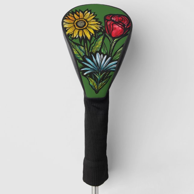 Blumengarten Florist Rose Sonnenblumen und Tulpen Golf Headcover (Vorderseite)