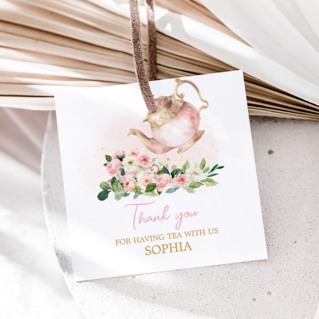 Blumengarten Geburtstagsparty Geschenkanhänger (Floral Tea Party Birthday Party Square Favor Tags)