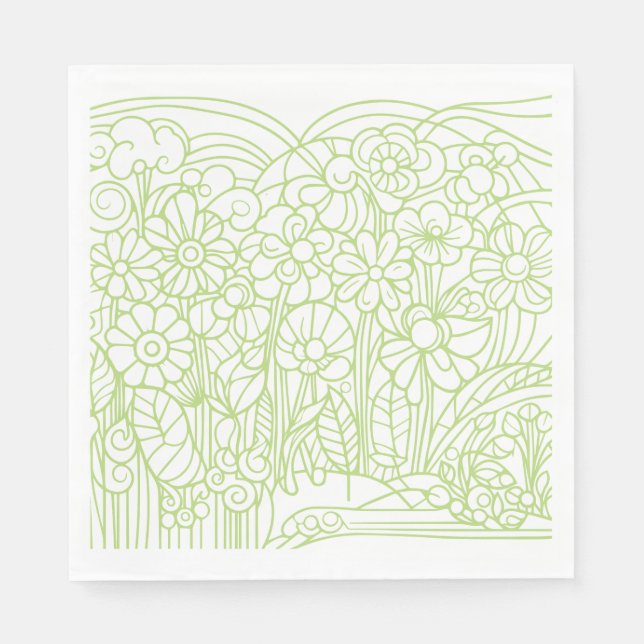 Blumengarten Grün Serviette (Vorderseite)