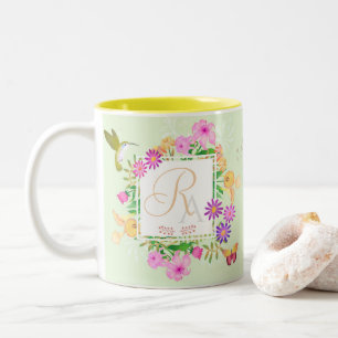 Blumengarten Grüne Monogramm-Tasse Zweifarbige Tasse