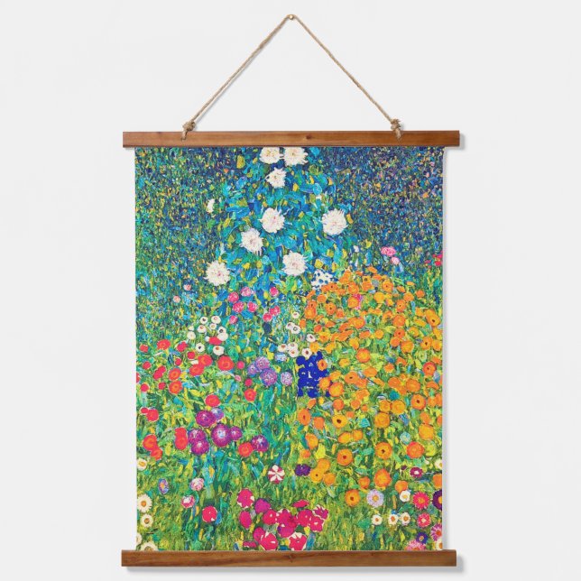 Blumengarten, Gustav Klimt Wandteppich Mit Holzrahmen (Vorderseite)