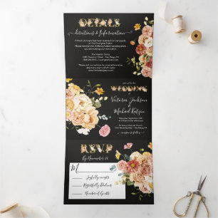 Blumengarten-Hochzeit Dreifach Gefaltete Einladung