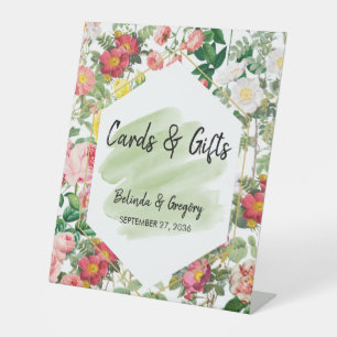 Blumengarten, Hochzeitskarte für Wasserfarben & Ge Sockelschild