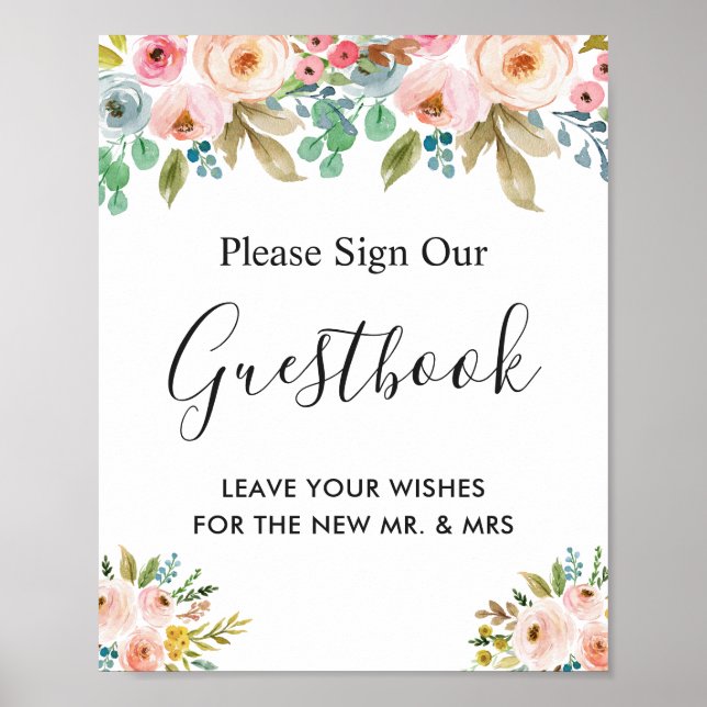 Blumengarten Hochzeitsszenario Gästebuch Zeichen (Vorne)