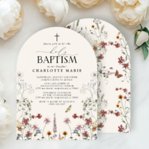 Blumengarten Holy Taufe Wasserfarben Wildblume Einladung