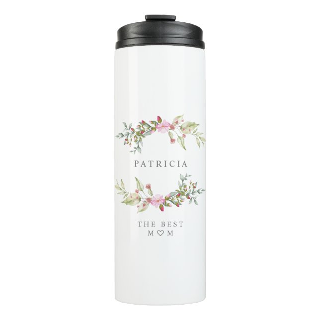 Blumengarten in rosa Tönen für Mohter Thermosbecher (Vorderseite)