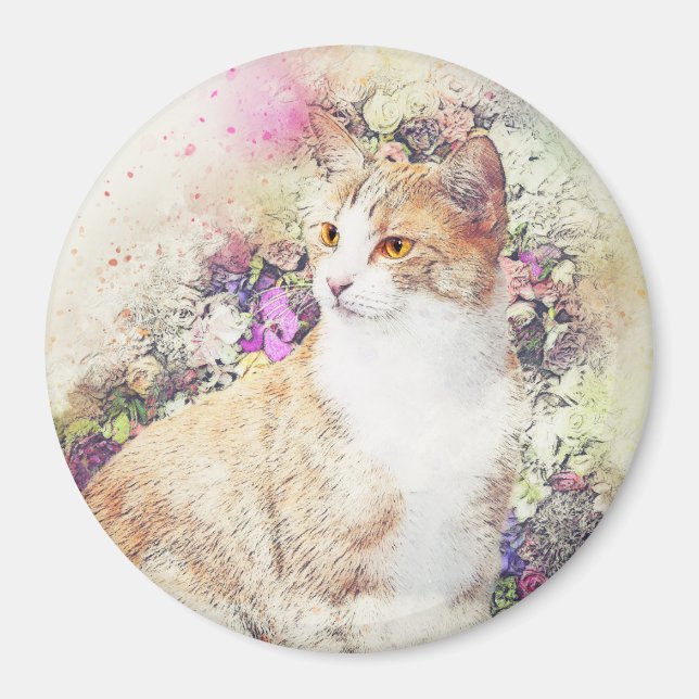 Blumengarten Kitty | ABSTRAKT | Wasserfarbe Magnet (Vorne)