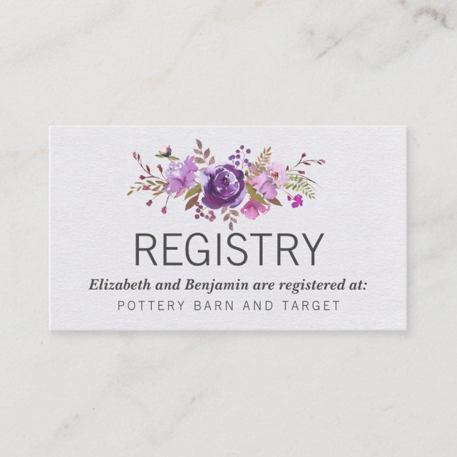 Blumengarten Lila Peony Wedding Registry Begleitkarte (Vorderseite)