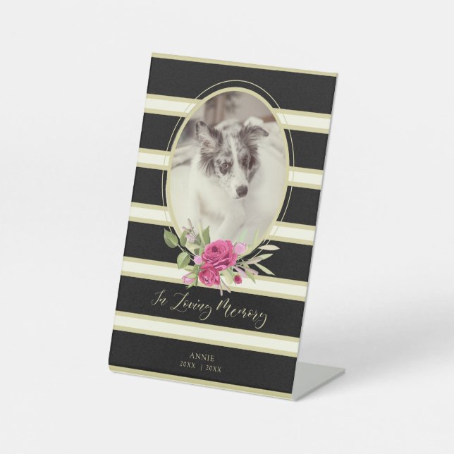 Blumengarten Memorandum Katze Katze Hund Golden &  Sockelschild (Vorderseite)