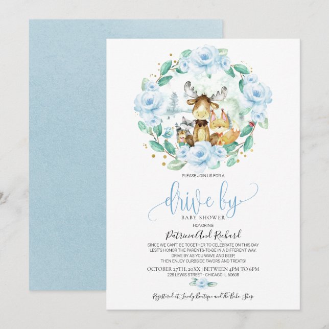 Blumengarten mit Babydusche Einladung (Vorne/Hinten)