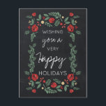 Blumengarten mit Chalkboard Weihnachtskarten Feiertagspostkarte<br><div class="desc">Blumengarten-Tafel Grüße Weihnachtskarten</div>