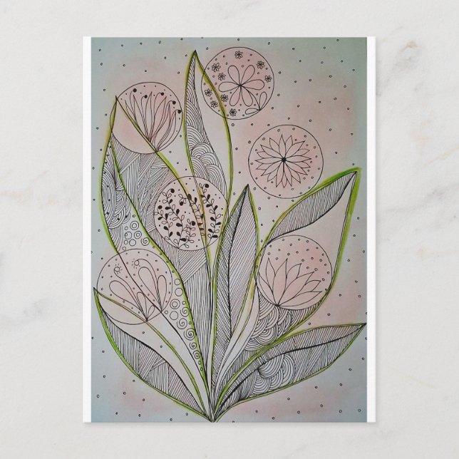 Blumengarten Mixed Media Postkarte (Vorderseite)