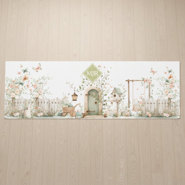 Blumengarten-Monogramm Yogamatte (cute cottagecore floral garden yoga mat)