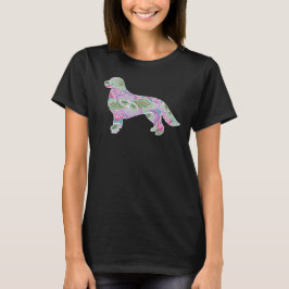 Blumengarten-Muster-golden retriever T-Shirt
