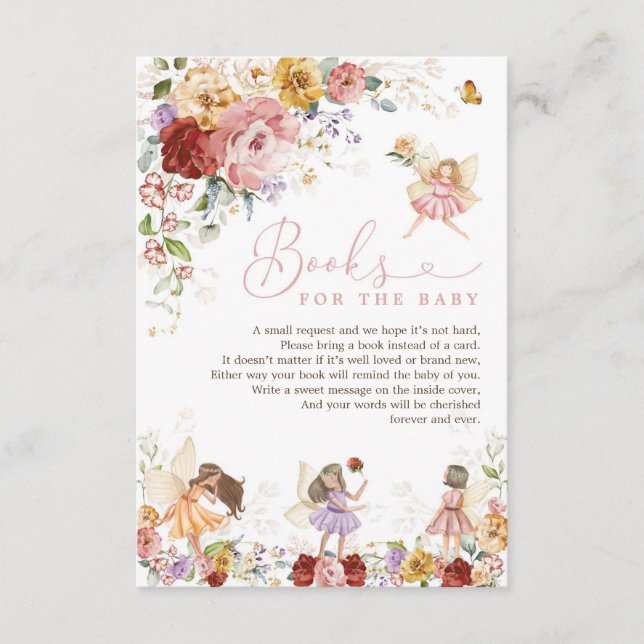 Blumengarten Party Bücher für Babydusche Begleitkarte (Vorderseite)