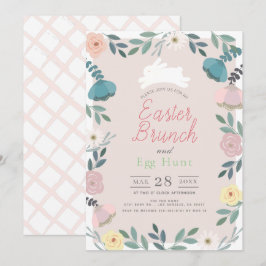 Blumengarten Pink Bunny Osterfest Brunch & Eggeruh Einladung