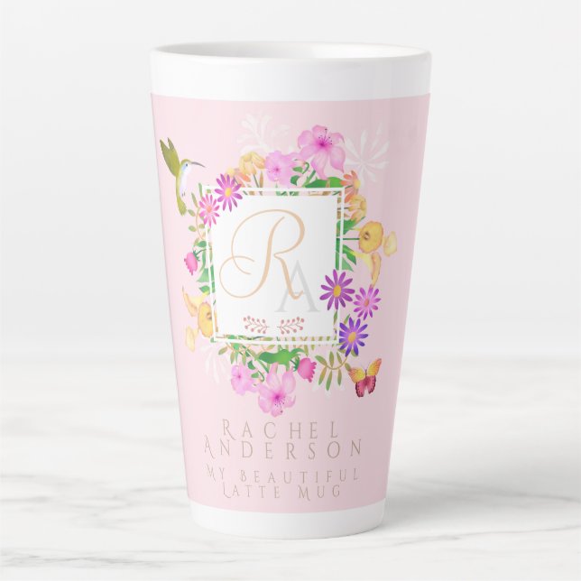 Blumengarten Pink Latte Milchtasse (Vorderseite)