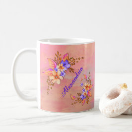 Blumengarten Pink Wasserfarbe Persönlich gestalten Kaffeetasse