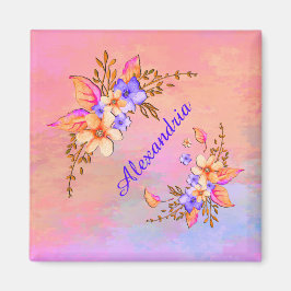 Blumengarten Pink Wasserfarbe Persönlich gestalten Magnet