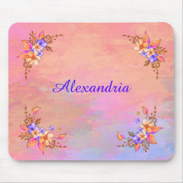 Blumengarten Pink Wasserfarbe Persönlich gestalten Mousepad