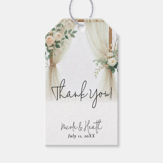 Blumengarten Rose Rustikale Hochzeit Geschenkanhänger (Vorderseite)