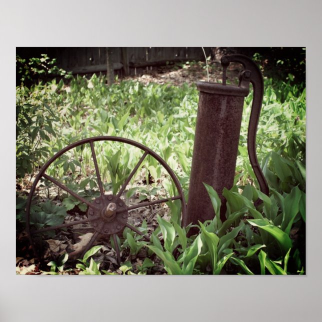 Blumengarten Rusty Wheel and Pump Poster (Vorne)