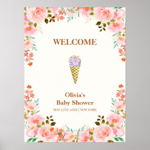 Blumengarten Scoop Ice Cream Baby Dusche Willkomme Poster