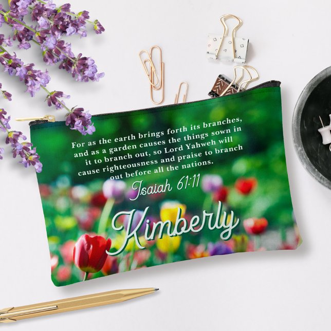 Blumengarten Tulip Bibelschrift Personalisiert Zubehörtasche (Von Creator hochgeladen)