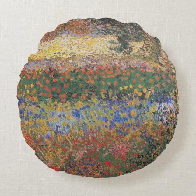 Blumengarten - Vincent van Gogh Rundes Kissen (Vorderseite)
