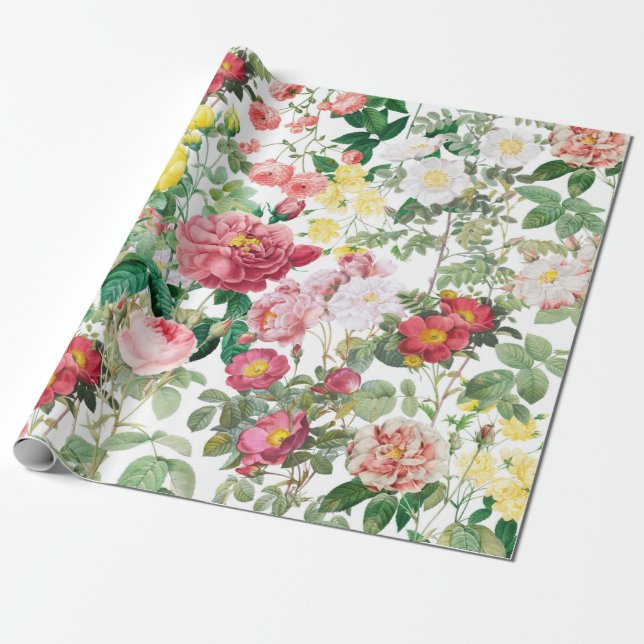 Blumengarten Vintager Frühlingsgarten Rose Geschenkpapier (Ungerollt)