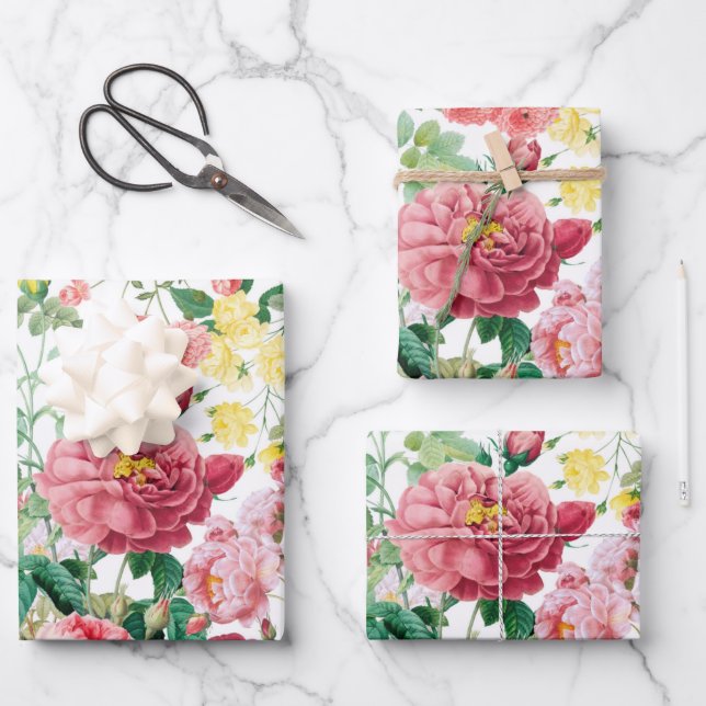 Blumengarten Vintager Frühlingsgarten Rose Geschenkpapier Set (Vorderseite)