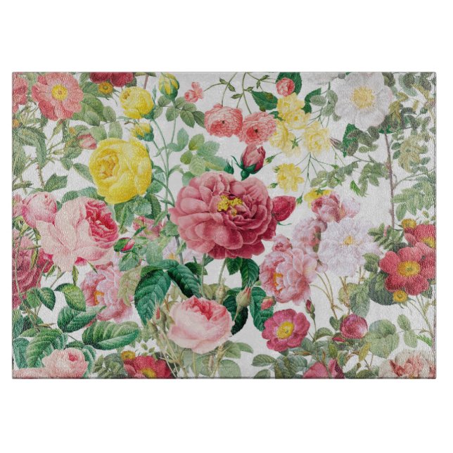 Blumengarten Vintager Frühlingsgarten Rose Schneidebrett (Vorderseite)
