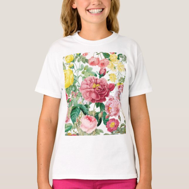 Blumengarten Vintager Frühlingsgarten Rose T-Shirt (Vorderseite)