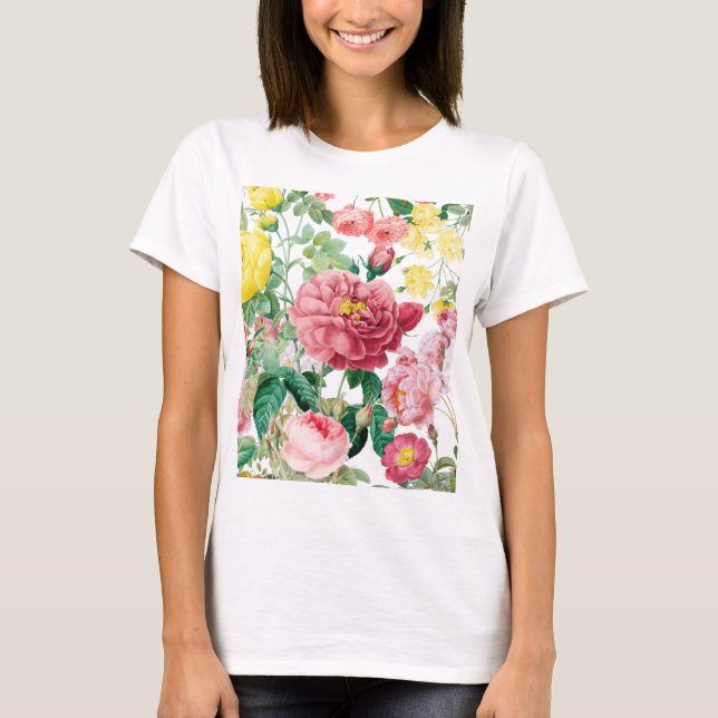 Blumengarten Vintager Frühlingsgarten Rose T-Shirt (Vorderseite)
