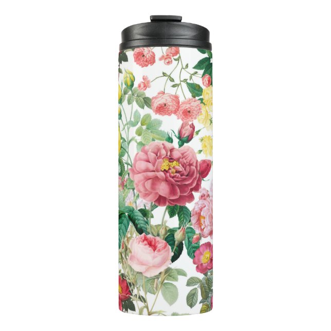 Blumengarten Vintager Frühlingsgarten Rose Thermosbecher (Vorderseite)