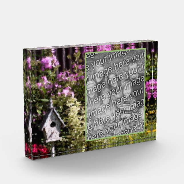 Blumengarten Vogelhaus Gemälde hinzufügen Fotoblock (Links)