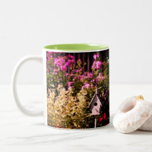 Blumengarten Vogelhaus Malerei Personalisiert Zweifarbige Tasse