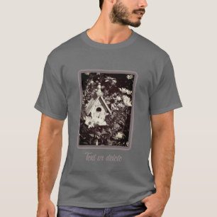 Blumengarten Vogelhaus Schwarz-weiß Personalisiert T-Shirt