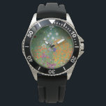 Blumengarten (von Gustav Klimt) Armbanduhr<br><div class="desc">Dieses Design zeigt ein Gemälde des österreichischen Künstlers Gustav Klimt (1862-1918). Es ist eine Darstellung eines wunderschönen Blumengartens im typisch impressionistischen Stil Klimts. Die Blume sehen fast so aus, als wären sie überfüllt, und es ist unmöglich, sich von ihrer Schönheit nicht zu überwältigen. Die ursprüngliche Arbeit wurde 1907 abgeschlossen und...</div>