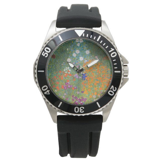 Blumengarten (von Gustav Klimt) Armbanduhr (Vorderseite)
