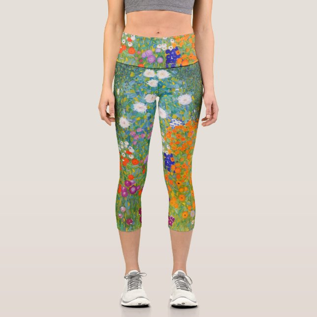 Blumengarten von Gustav Klimt Capri Leggings (Vorderseite)