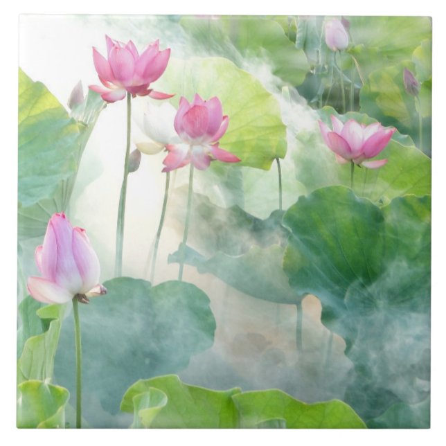 Blumengarten Wasserfarbe Fliese (Vorderseite)