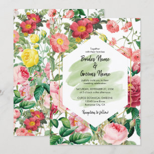 Blumengarten, Wasserfarbe & geometrische Hochzeit Einladung