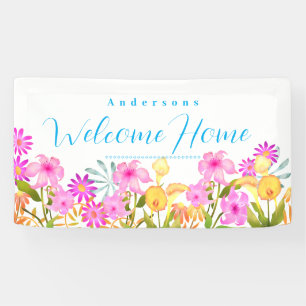 Blumengarten Weiße Willkommen Zu Hause Banner